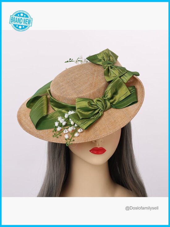 Victorian Tea Party Sun Hat Lace Flowers Straw Bonnet Costume Accessory main image 7